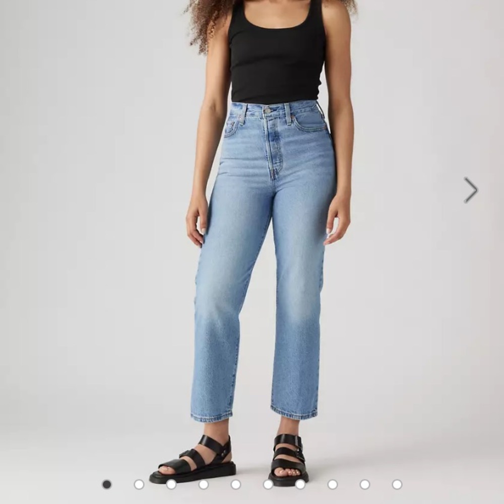 Levi's Blue Straight Leg Jeans with High Waist and Relaxed Fit